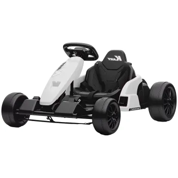 AIYAPLAY 24 V Go-Kart electric pentru copii Pana la 18 km/h Gokart cu functie drift, Drift-Kart cu 2 motoare scaun reglabil Alb | Aosom Romania imagine