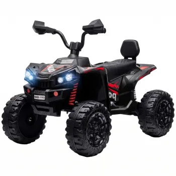 AIYAPLAY ATV electric pentru copii 24V, 2 locuri, baterie litiu, 2 motoare 120W, suspensii, muzica, faruri, negru | Aosom Romania imagine