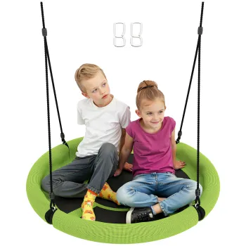 AIYAPLAY Balansoar cu nesa, Balansoar de gradina rotund, suport pana la 150 kg, reglabil pe inaltime, Verde | Aosom Romania imagine