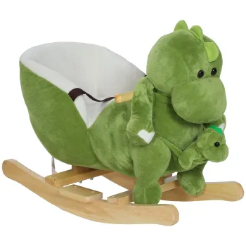 AIYAPLAY Balansoar pentru Copii 18-36 Luni in forma de Dinozaur cu Sunete, 62x33x45 cm, Verde | Aosom Romania imagine