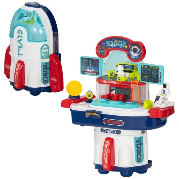 AIYAPLAY Banc de Lucru Jucarie cu 21 Piese pe Tema Spatiala cu Sunete si Lumini, 45,5x24x52,5 cm, Multicolor | Aosom Romania imagine