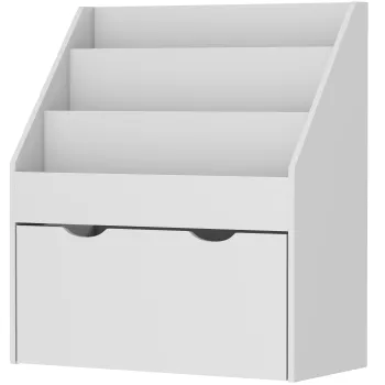 AIYAPLAY Biblioteca pentru copii Multi-Depozitare cu 3 niveluri de rafturi si un sertar, 62,5L x 30l x 70H cm, gri | Aosom Romania imagine