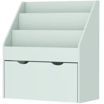 AIYAPLAY Biblioteca pentru copii Multi-Organizare cu 3 niveluri de rafturi si un sertar, 62,5L x 30l x 70H cm, verde | Aosom Romania imagine