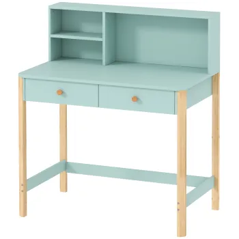 AIYAPLAY Birou pentru copii Masa de lucru pentru copii cu 3 compartimente deschise si 2 sertare 90x52x105 cm Verde | Aosom Romania imagine