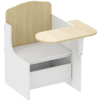 AIYAPLAY Birou si scaun pentru copii cu sertar de depozitare, set masa de activitati 2-in-1 pentru desen lectura si joaca, alb | Aosom Romania imagine
