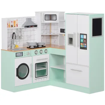 AIYAPLAY Bucatarie pentru joaca, set de bucatarie cu tabla, hota, efecte realiste de lumina si sunet, ustensile de bucatarie | Aosom Romania imagine