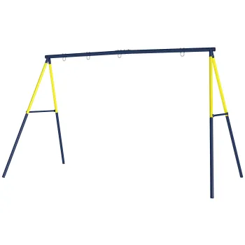 AIYAPLAY Cadru pentru Leagan de Gradina pentru Copii, Structura din Otel, Anti-UV, Impermeabil, Suporta 150 kg, cu 4 Carlige pentru Leagan Tip Cuib, Leagan in U, Scara, 260x160x178 cm, Albastru | Aosom Romania imagine