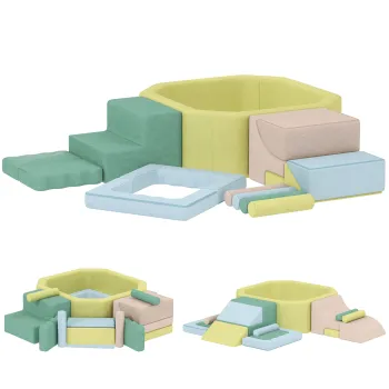 AIYAPLAY Circuit motricitate bebelusi modul motricitate bebelusi cu piscina de bile husa lavabila 160 x 137,5 x 30 cm multicolor | Aosom Romania imagine