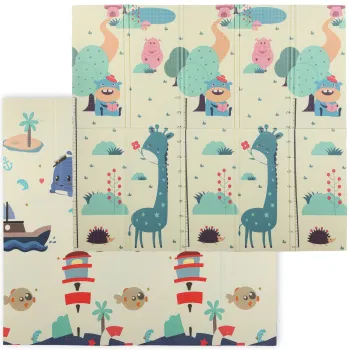 AIYAPLAY Covoras bebelusi pliabil, fata-verso, 196x176cm, tema cerbi si balene | Aosom Romania imagine