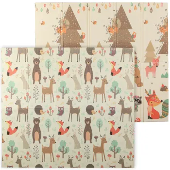 AIYAPLAY Covoras de joaca pentru bebelusi, covoras de joaca pliabil, tema padure si animale | Aosom Romania imagine