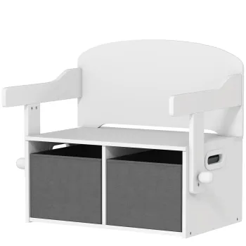 AIYAPLAY Cufar de jucarii pentru copii 3 in 1, set masa si scaune cu 2 cosuri textile detasabile, 67,5 x 46,5 x 56,7 cm, alb | Aosom Romania imagine