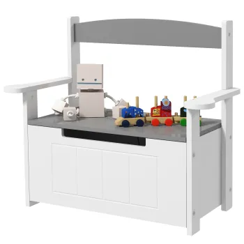 AIYAPLAY Cutie de jucarii pentru copii 2 in 1 si banc cu spatar si brate - piston pneumatic 68,5L x 34l x 58H cm | Aosom Romania imagine