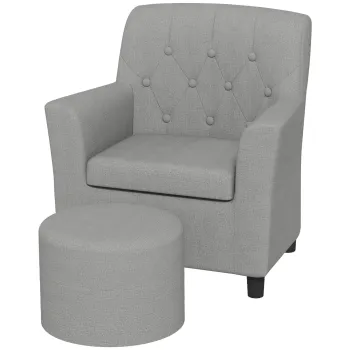 AIYAPLAY Fotoliu pentru Copii cu Puff, Spate cu Model Diamant, Sezut Moale, Cadru din Lemn, Gri | Aosom Romania imagine