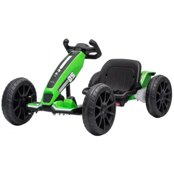 AIYAPLAY Go-kart electric pentru copii 12V, 2 motoare, scaun reglabil in 4 pozitii, pornire lina, roti EVA, faruri LED | Aosom Romania imagine