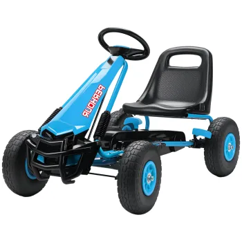 AIYAPLAY Gokart cu pedale pentru copii, scaun reglabil pe inaltime, roti EVA, frana, ambreiaj, 3-8 ani, Albastru | Aosom Romania imagine