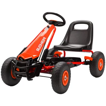 AIYAPLAY Gokart cu pedale pentru copii, scaun reglabil pe inaltime, roti EVA, frana, ambreiaj, 3-8 ani, Rosu | Aosom Romania imagine