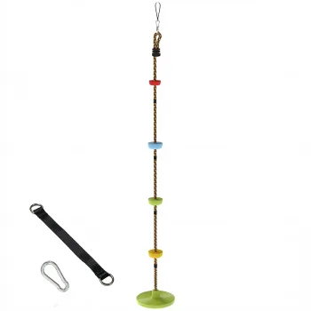 AIYAPLAY Leagan cu franghie 1,9 m, Leagan disc pentru copii cu platforma, chinga si carabiniera, verde | Aosom Romania imagine