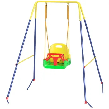 AIYAPLAY Leagan de gradina pentru copii Leagan pentru bebelusi 3 in 1 Verde | Aosom Romania imagine