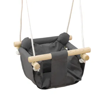 AIYAPLAY Leagan pentru Bebelusi cu Inaltime Reglabila pentru Copii de 9-36 Luni 40x40x110-180 cm Gri si Lemn | Aosom Romania imagine