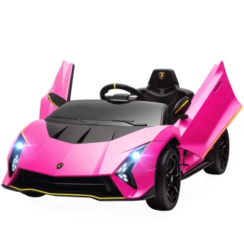 AIYAPLAY Masina Electrica pentru Copii 3-6 Ani 12V Lamborghini Autentica, 2 Motoare, Usi Tip Foarfeca, Suspensii, Roz | Aosom Romania imagine