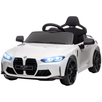 AIYAPLAY Masina Electrica pentru Copii BMW, Alimentat cu Baterie, cu Telecomanda, Suspensie, Muzica, Claxon, Lumini LED, 108x69.5x51 cm, Alb imagine