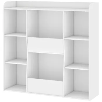 AIYAPLAY Mobilier de depozitare pentru copii, biblioteca pentru copii cu 8 compartimente si etajera superioara, 104 x 29 x 101,5 cm, alb | Aosom Romania imagine