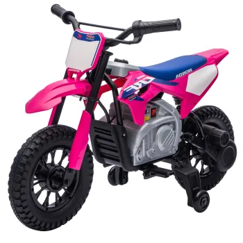 AIYAPLAY Motocicleta electrica pentru copii 3+ ani, licenta Honda CRF 450R, 12V, baterie litiu, cu suspensii, roz | Aosom Romania imagine