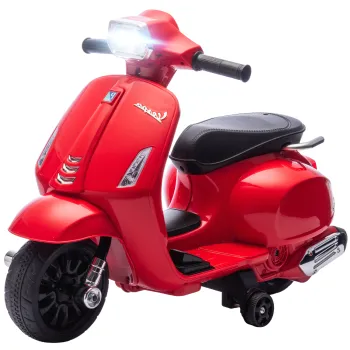 AIYAPLAY Motocicleta Electrica pentru Copii cu Licenta Vespa, Baterie Reincarcabila 6V, Roti Ajutatoare si Lumini, Rosu | Aosom Romania imagine