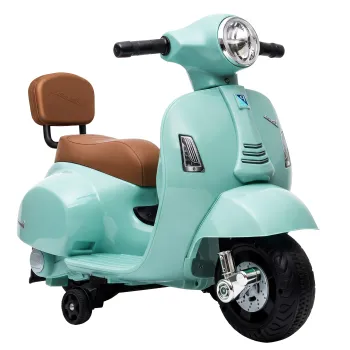 AIYAPLAY Motocicleta electrica pentru copii licentiata Mini Vespa GTS 2 roti auxiliare baterie litiu far claxon spatar Verde | Aosom Romania imagine