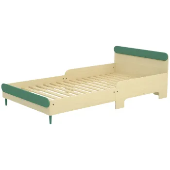 AIYAPLAY Pat pentru copii pat la nivelul solului copii de la 3 la 10 ani cu bariera de siguranta, somiera inclusa, verde | Aosom Romania imagine