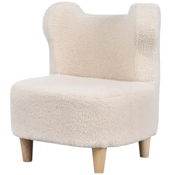 AIYAPLAY Scaun pentru copii, fotoliu din plus cu urechi de urs, acoperire din fleece, spuma, Bej | Aosom Romania imagine