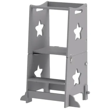 AIYAPLAY Scaunel 2 in 1 pentru Copii cu Bara de Siguranta pentru Bucatarie, Baie, Alb | Aosom Romania imagine