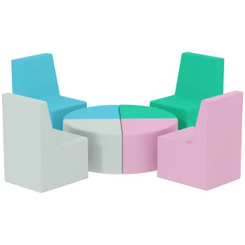 AIYAPLAY Set 8 piese blocuri din spuma pentru copii blocuri moi cu design masa si scaun pentru catarat blocuri din PU multicolor | Aosom Romania imagine