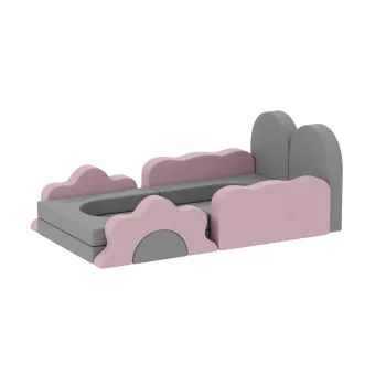 AIYAPLAY Set de 12 blocuri din spuma pentru catarat, construit, tarat, saltele de joaca pentru interior cu husa din catifea cotelata, Gri+Roz | Aosom Romania imagine