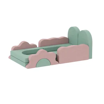 AIYAPLAY Set de 12 piese blocuri din spuma pentru catarat, construit, tarare, saltele de joaca pentru interior cu husa din cord, Verde+Roz | Aosom Romania imagine