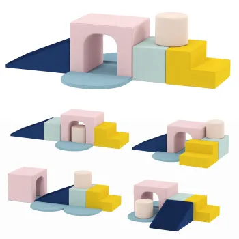 AIYAPLAY Set de 8 blocuri din spuma pentru copii cu huse din catifea lavabile pentru catarat si tarat multicolor | Aosom Romania imagine