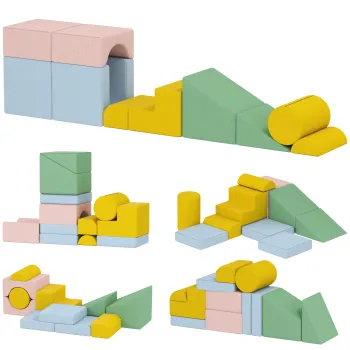 AIYAPLAY Set de blocuri moi pentru copii, set textil 12 piese, spuma, husa din catifea reiata, lavabil, pastelat | Aosom Romania imagine