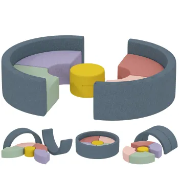 AIYAPLAY Traseu motricitate bebe modul motricitate bebe 7 piese cu husa lavabila 107 x 107 x 30 cm multicolor | Aosom Romania imagine