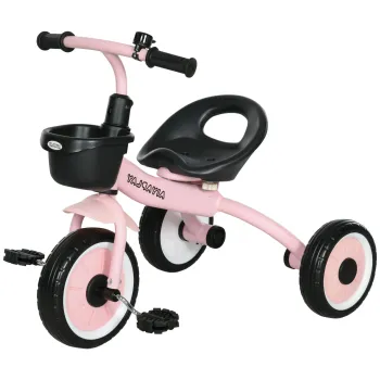AIYAPLAY Tricicleta pentru Copii 2-5 Ani cu Scaun Reglabil, Bicicleta pentru Copii cu Cos, 70,5x53x58 cm, Roz | Aosom Romania imagine