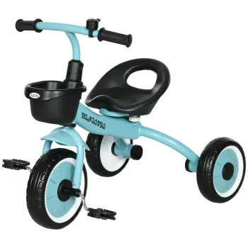 AIYAPLAY Tricicleta pentru Copii 2-5 Ani cu Scaun Reglabil, Bicicleta pentru Copii cu Cosulet, 70,5x53x58 cm, Albastru | Aosom Romania imagine
