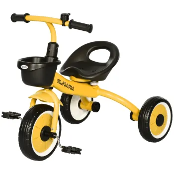 AIYAPLAY Tricicleta pentru Copii 2-5 Ani cu Scaun Reglabil si Cos Galben | Aosom Romania imagine