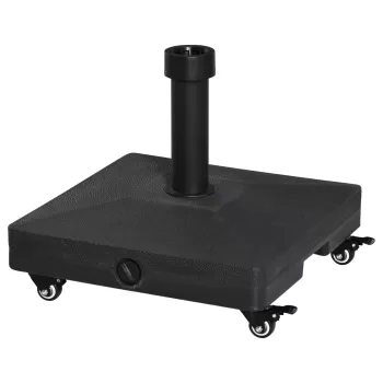 Baza pentru Umbrela de Soare Outsunny cu Roti, HDPE, pentru Stalpi de O38-48mm, 45x45x39cm, Negru | Aosom RO imagine
