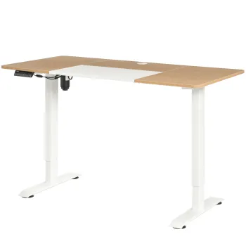 Birou Inaltime Reglabila Electric Vinsetto 140 x 70 cm Birou de Calculator cu 4 Setari de Memorare, Blat de Masa din 4 Parti, Birou Stand-Sit cu Anti-Coliziune, Protectie la Suprasarcina Alb | Aosom Romania imagine