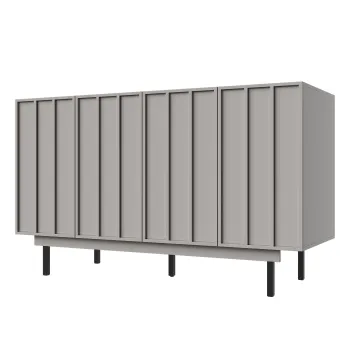 Bufet minimalist pentru sufragerie, cu 4 usi si rafturi reglabile, 140x38,5x82,5 cm, Gri imagine