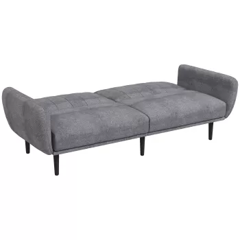 Canapea extensibila HOMCOM cu 3 locuri cu spatar rabatabil pe 3 niveluri, canapea moderna din material textil si picioare din lemn, 208x84x82cm, de culoare gri imagine