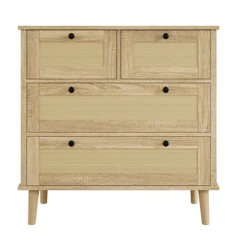 Comoda cu 4 sertare din ratan, 80x40x80 cm, Culoare naturala imagine