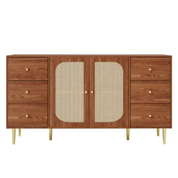 Comoda din ratan cu sertare, Maro | Aosom Romania imagine
