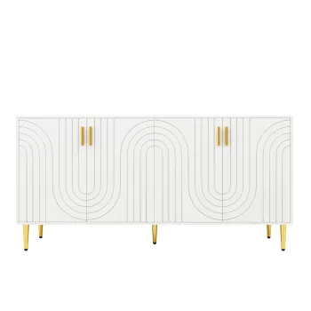 Comoda eleganta cu design unic cu valuri, Alb | Aosom Romania imagine