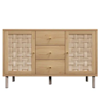 Comoda in stil rustic cu 2 usi, Culoare naturala | Aosom Romania imagine