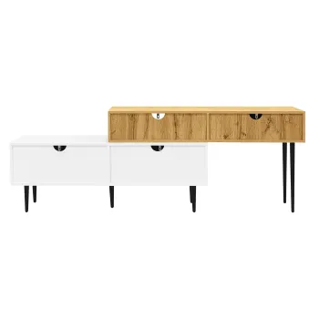 Comoda TV cu lungime reglabila, design modular 2-piese, 130-220L x 30P x 63,4I cm, Culoare naturala imagine